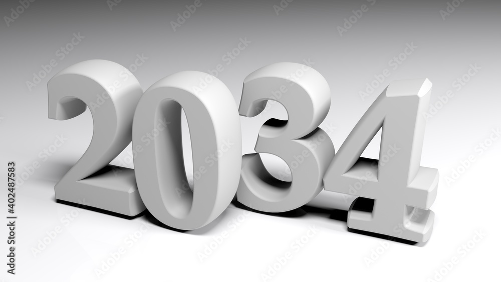 2034 gray write on gray background - 3D rendering illustration 2034 gray write on gray background - 3D rendering illustration