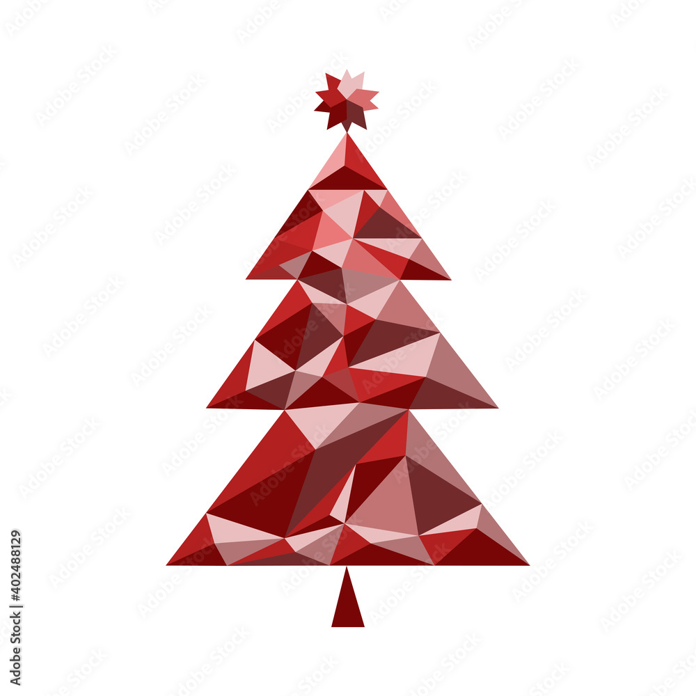 Obraz premium Christmas tree with a star. Template for greeting cards, prints, cups, clothes. Polygonal graphics. 