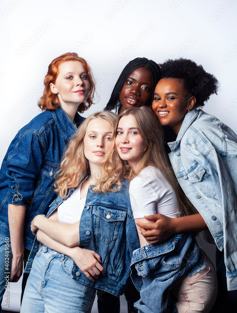 diverse multi nation girls group, teenage friends company cheerful having fun, happy smiling, cute posing isolated on white background, lifestyle people concept, african-american, asian and caucasian diverse multi nation girls group, teenage friends company cheerful having fun, happy smiling, cute posing isolated on white background, lifestyle people concept, african-american, asian and caucasian