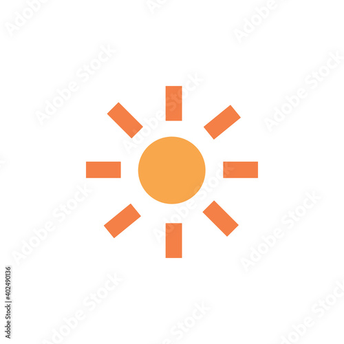 sun icon flat style. summer sunlight sign symbol vector illustration