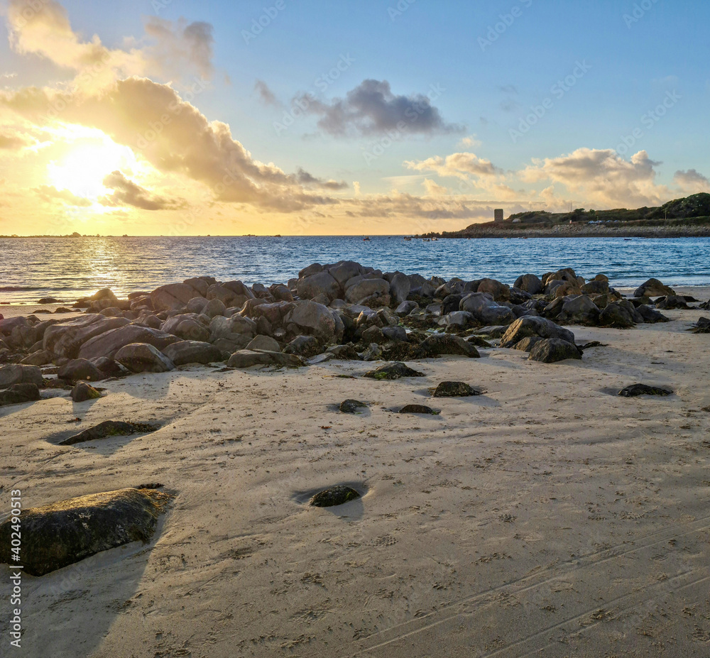 Chouet Beach Sunset, Guernsey Channel Islands Chouet Beach Sunset, Guernsey Channel Islands