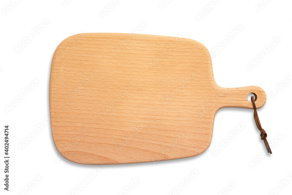 Single wooden cutting board isolated on white background. Single wooden cutting board isolated on white background.