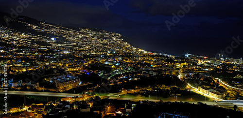 Funchal city at night, Madeira Island, Portugal