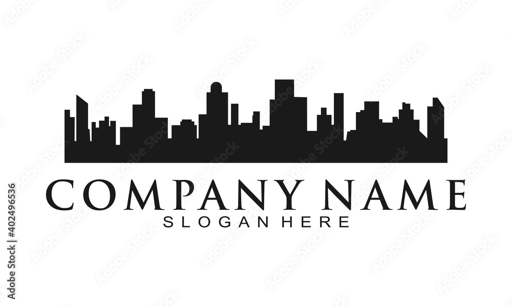 Building in the city illustration vector logo