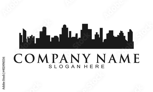 Building in the city illustration vector logo