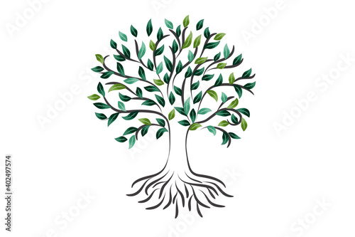 Logo tree roots ecology symbol vector icon