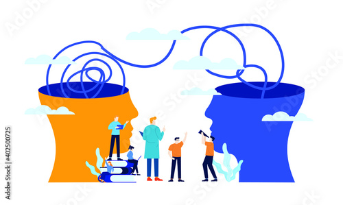exchange ideas states of mind mental health depression awareness flat illustration design vector banner	
