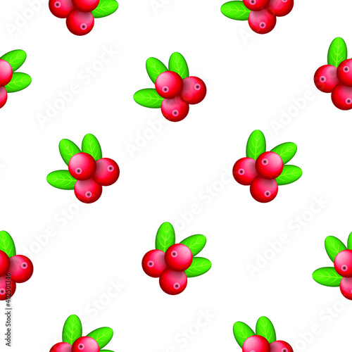 Seamless Pattern Abstract Elements Red Lingonberry Food Vector Design Style Background Illustration