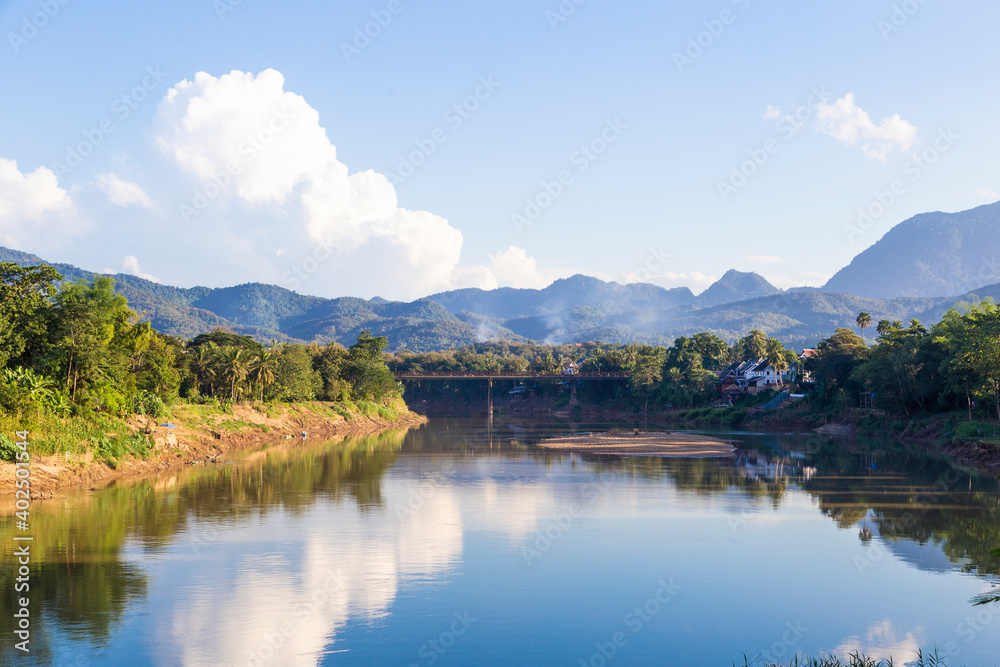 Scenery of Nam Khan river in Luang Phrabang, Laos.