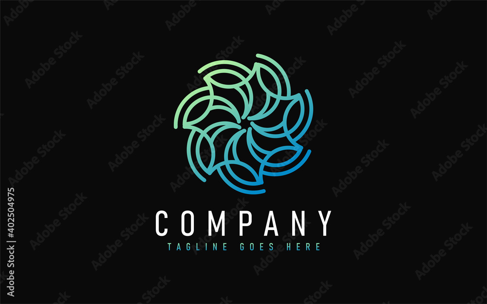 Abstract Modern Logo Design Based From Circular Round Lines. Geometric Colorful Lines Symbol. Usable For Business, Community, Foundation, Services, Tech, Company. Vector Logo Design Illustration.