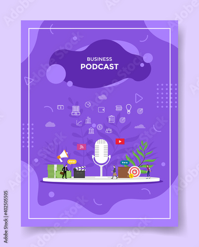 business podcast concept for template of banners, flyer, books cover, magazines with liquid shape style