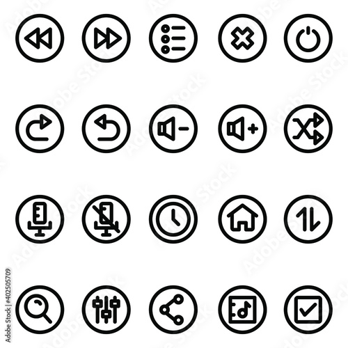 illustration vector graphic of music player button fit for app, user interface, music player, web interface, multimedia, etc. editable stroke