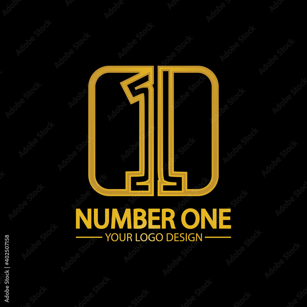 Golden Number one logo  icon vector illustration design isolated black background