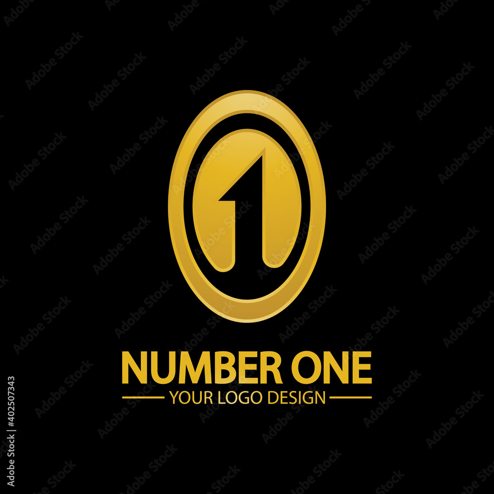 Golden Number one logo icon vector illustration design isolated black background Golden Number one logo icon vector illustration design isolated black background