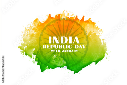 creative indian republic day watercolor flag design