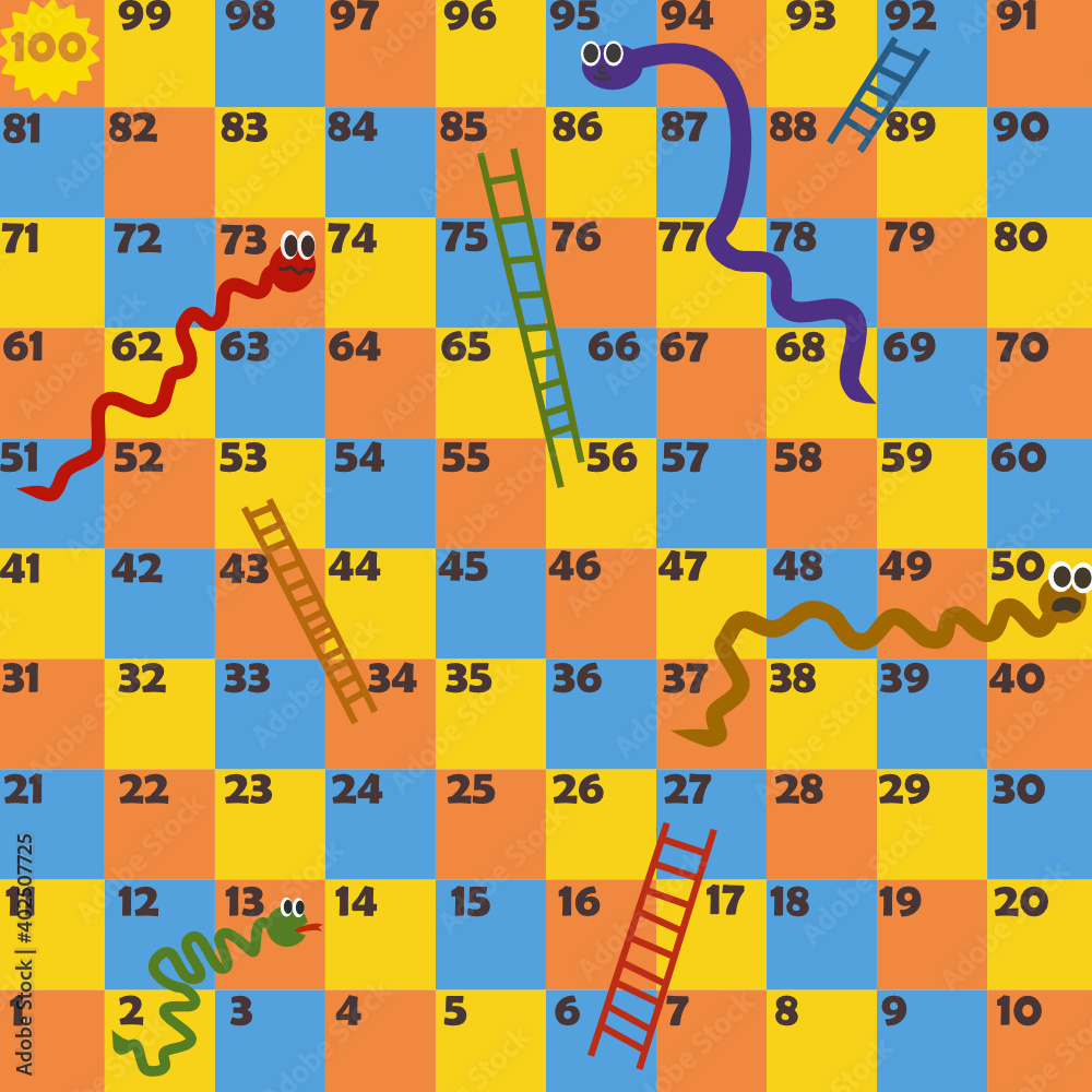 Snakes and ladders.Game board for children.Vector illustration of ...