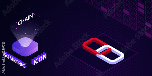 Chain isometric icon. Vector illustration. 3d concept	