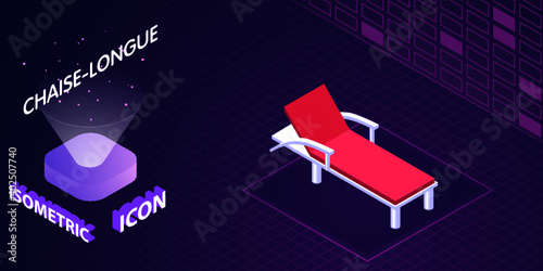 Chaise-longue isometric icon. Vector illustration. 3d concept