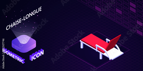 Chaise-longue isometric icon. Vector illustration. 3d concept