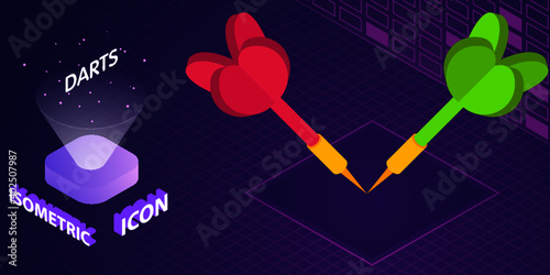 Darts isometric icon. Vector illustration. 3d concept