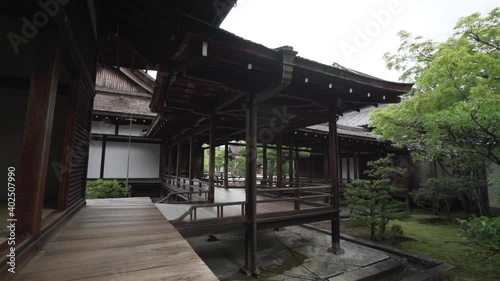 Peaceful Terrace and Zen Garden in Ninna-ji Temple in Kyoto Japan - Handheld Shot