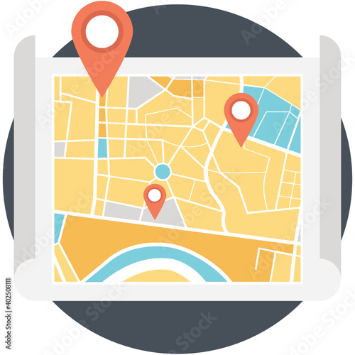 Map Locator Flat Colored Icon
