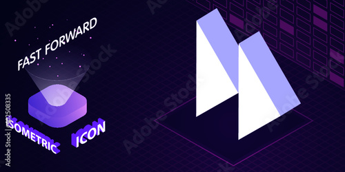 Fast forward isometric icon. Vector illustration. 3d concept