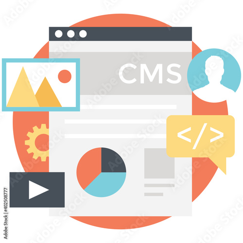 Content management system flat icon