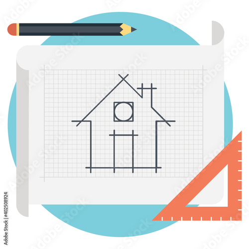 Architecture design. Vector illustration of blueprint house plan drawing