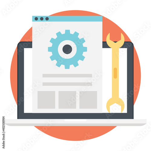 On page search engine optimization, vector flat illustration of process coding and programming 