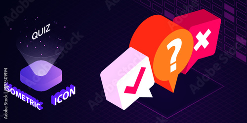 Quiz isometric icon. Vector illustration. 3d concept