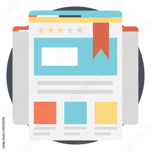 Page quality and ranking flat vector icon