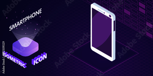 Smartphone isometric icon. Vector illustration. 3d concept