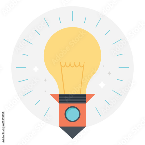 Flat design creative process with bulb pencil
