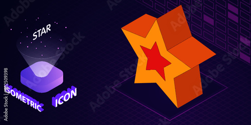 Star isometric icon. Vector illustration. 3d concept