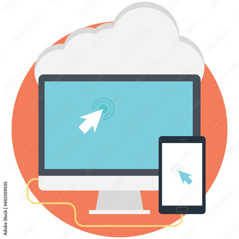 Cloud Client Server vector icon, computer and mobile phone connected to the cloud
Cloud Client Server vector icon, computer and mobile phone connected to the cloud