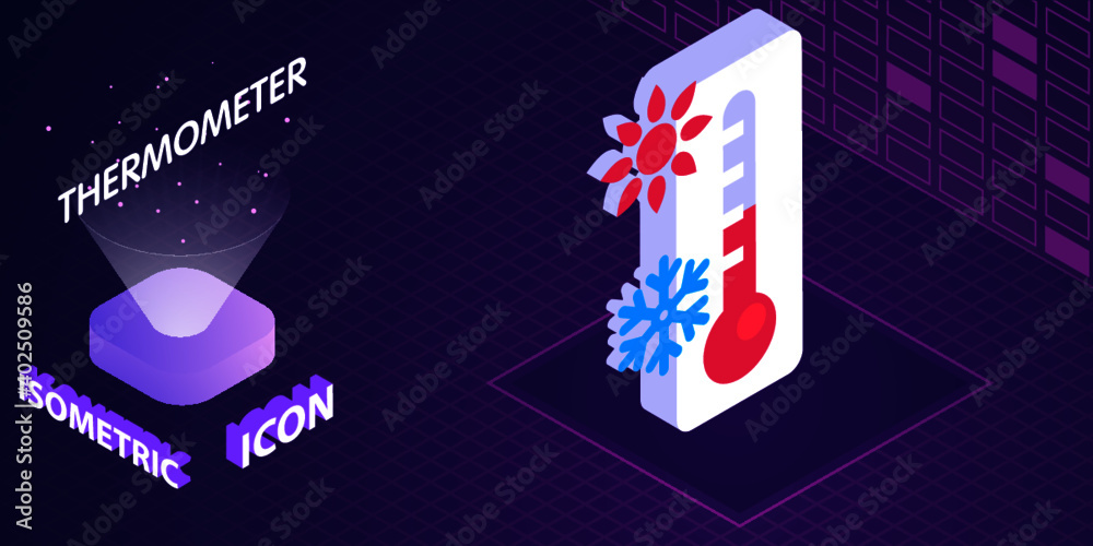 Obraz premium Thermometer isometric icon. Vector illustration. 3d concept