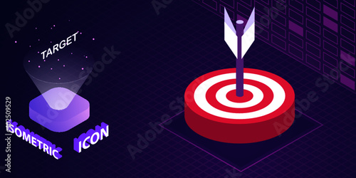 Target isometric icon. Vector illustration. 3d concept
