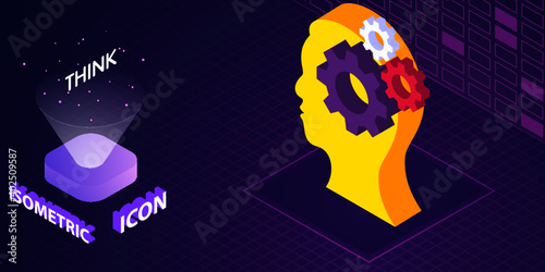 Think isometric icon. Vector illustration. 3d concept