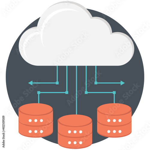 Cloud computing Sql server, flat style icon