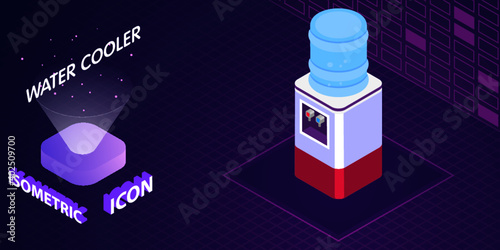 Water cooler isometric icon. Vector illustration. 3d concept