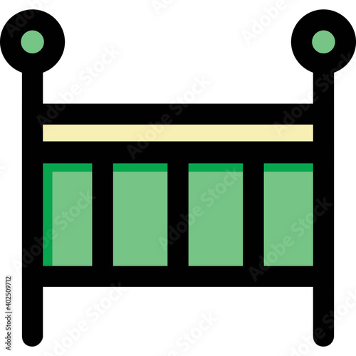 Newborn sleeping crib vector icon. Baby cradle illustration symbol