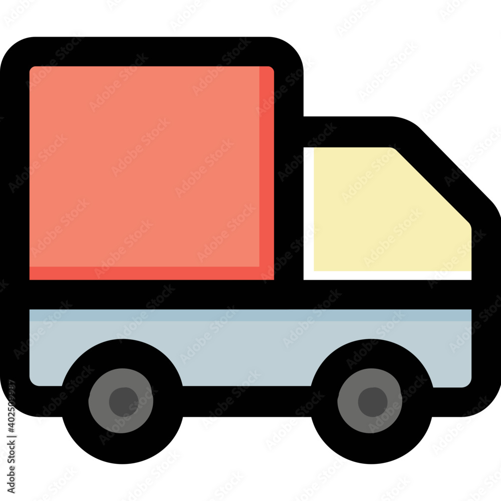Cartoon illustration of delivery van. Cargo van. Pickup transportation vector icon Cartoon illustration of delivery van. Cargo van. Pickup transportation vector icon