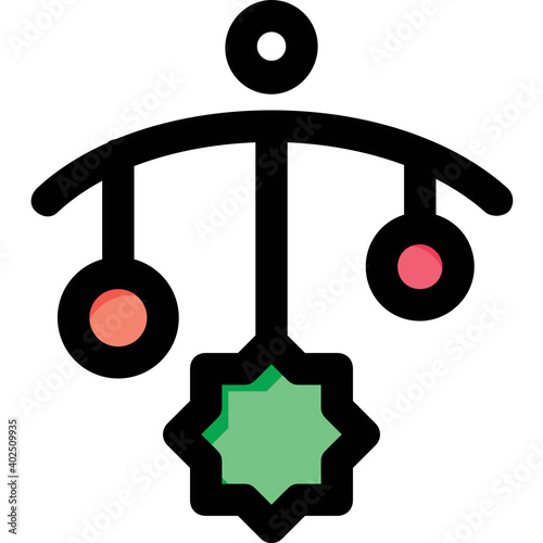 Graphic illustration of kids bed carousel. Baby arc with hanging toys vector icon