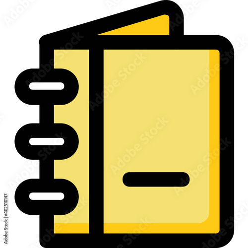 Vector illustration of single cartoon modern style diary. Notebook, notepad graphic icon 