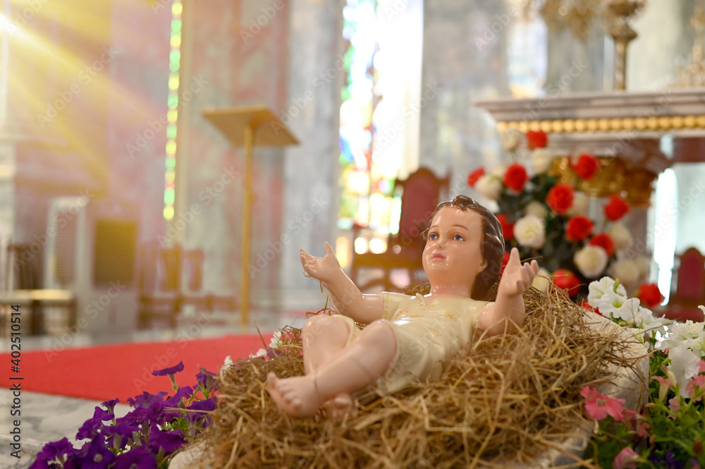 custom made wallpaper toronto digitalStatuettes of Mary, Joseph and baby Jesus,The birthday of Jesus is a statuette of Maria with Joseph and newborn Jesus on the hay, A Christmas nativity scene.