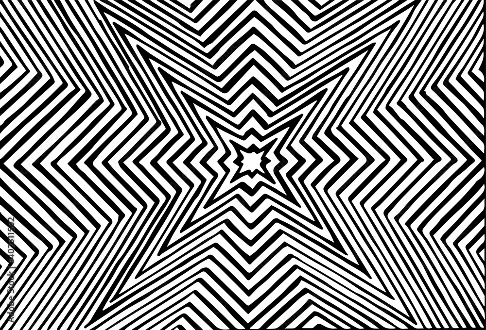 Abstract black and white circular striped background. Geometric pattern  effect. Optical illusion.
