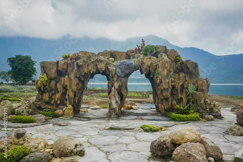 Beautiful double arch on Lake Bratan in Bali