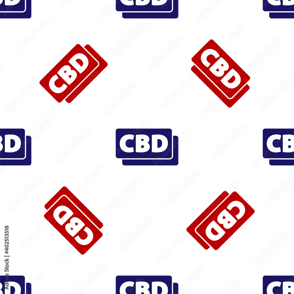 Blue and red Cannabis molecule icon isolated seamless pattern on white background. Cannabidiol molecular structures, THC and CBD formula. Marijuana sign. Vector Illustration. Blue and red Cannabis molecule icon isolated seamless pattern on white background. Cannabidiol molecular structures, THC and CBD formula. Marijuana sign. Vector Illustration.
