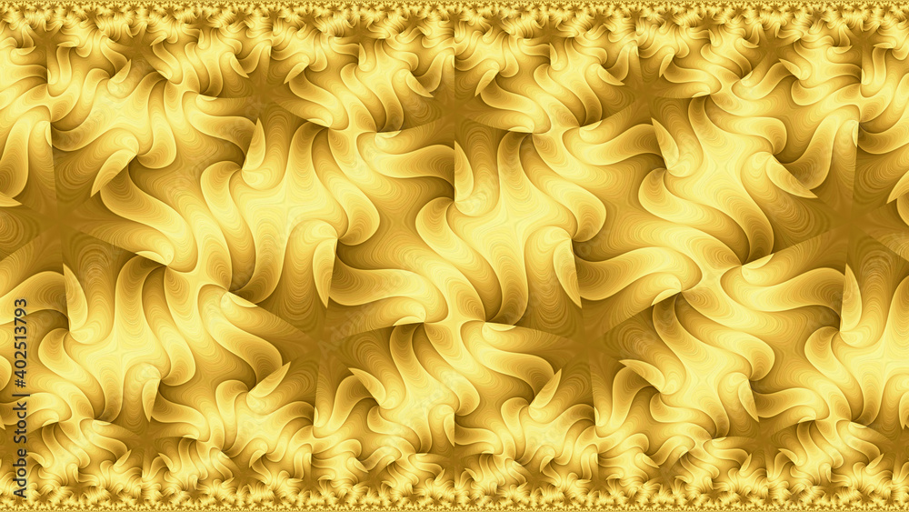 Abstract gold textured background with ornament.
